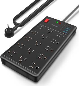 Iecopower 445022913991 Surge Protector Power Strip-15 Widely Spaced Outlets And 4 Usb Ports 1 C Por