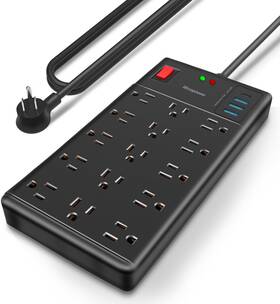 Iecopower 744110435023 Surge Protector Power Strip-15 Widely Spaced Outlets And 4 Usb Ports 1 C Por