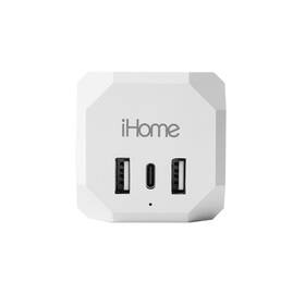 2ihac1002whtcb Ihome 3ac Grounded Power Cube With 2 Usb-a And 1 Usb-c Port Pk