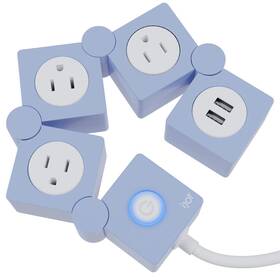 Ijoy 842700126181 Flexible Power Strip - 3 Ac Outlets And 2 Usb Charging Ports With Blue Extens