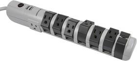 111146 Inc. 8 Outlet Rotating Surge Strip - Ul Rated 2 160 Joules With Grounded And Protecte