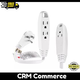 Inc. 313016167163 1 Feet 3 Outlet Power Strip Short Extension Cord Low-profile Flat Plug Adapter