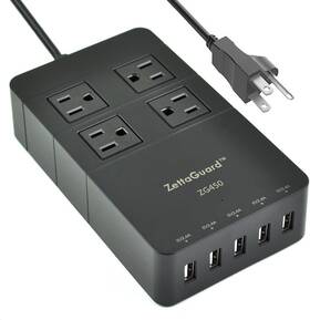 Zg450 Inc. 726084623101 Mini 4-outlet Travel Power Strip Surge Protector With Usb Charger Charging S
