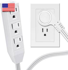 Spt-3 Inc. 744759186621 3 Outlet Power Strip Short Extension Cord Low-profile Flat Plug Adapter -