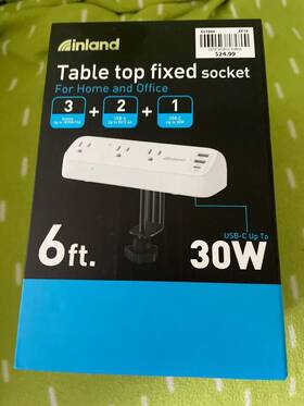 Cc-03-02 Inland 3 Outlet Desk Clamp Power Strip With Usb Ports White Desktop