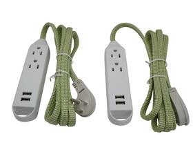 Ns-ps3a2u Insignia Lot Of 2 6 Ft Power Strip Braided Cable Usb Ports - Free Shipping