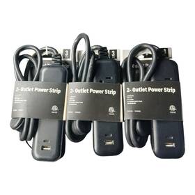 Intertek 708820594579 Lot Of 3 Power Strip With Usb-a Port And Usb-c 2 Outlets 3ft Cord Flat Plug