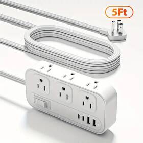 Pc-26 Intro Unioin Power Strip With 6 Outlet 2 Usb A And Type C Charger 5 Ft Extension Cord