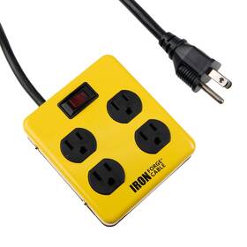 Iron Forge Cable 840013422457 Heavy Duty 4 Outlets Surge Protector Power Strip With Built-in Circuit Breake