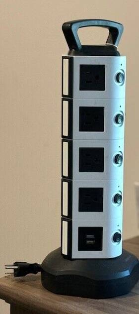 Jackeyled 957418084392 Vertical Power Strip Tower With 4 Usb Ports And 18 Outlets-7ft Cor