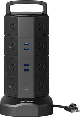 Jackyled 445017511553 Power Strip Tower Surge Protector 16 Outlets 6 Usb 2 C Charging