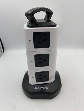 Jk146-4sb-3-b Jackyled Power Strip Tower Surge Protector With Usb Ports 10 Outlet Retractable Cord
