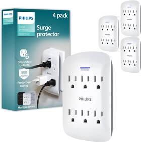 Jasco Products Company Llc 313099121120 Philips 6-outlet Extender Surge Protector 900 Joules 3 Prong Space-sa
