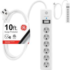 46862-1 Jasco Products Company Llc Ge 6-outlet Surge Protector 2 Pack 10 Ft Extension Cord Power Strip 800 Joul