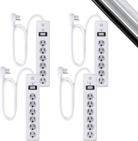 Dftq-r192 Jasco Products Ge 6-outlet Surge Protector 4 Pack 3 Ft Extension Cord Power Strip 800 Joule