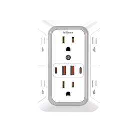 Jcblaon 445041310320 Us Multi Socket Wall With 6 Ac Outlets 4 Usb Port 2 Type C Universal Pl