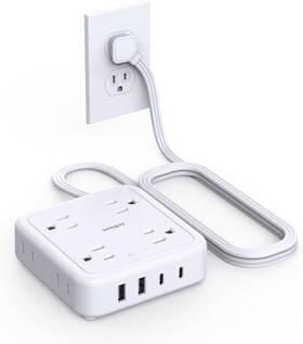 Jcblaon 704444382301 Power Strip Surge Protector - Ultra Thin Flat Plug 5ft Extension Cord With 4