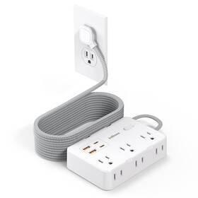 Jcblaon 704444753859 Surge Protector Power Strip 10 Ft Cord Ultra Thin Flat Extension With 6