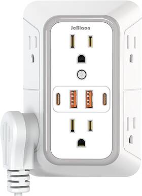 Jcblaon 744585288322 Usb Wall Charger Power Strip Surge Protector With 4 Ports 2 C White