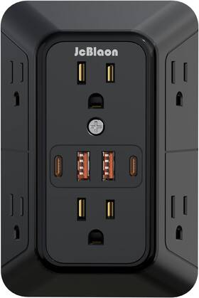 Jcblaon 787056483734 Usb Wall Charger Power Strip Surge Protector With 4 Ports 2 C Plug Ext