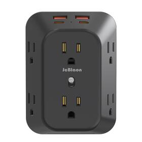 Jcblaon 787056829280 Usb Wall Charger Electrical Outlet Extender Surge Protector 6 Black
