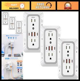 Jcblaon 787056829372 3 Pack Surge Protector Outlet Extender 6 4 Usb 2 C 1050j Power Strip