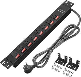 Jgstkcity 445055451422 Rack Mount Power Strips 8 Outlet Surge Protector With Individual Switches