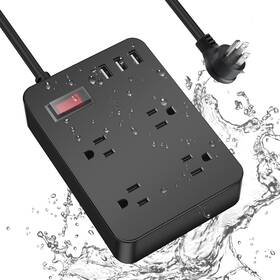 Ex-104n-u Jgstkcity Outdoor Power Strip Weatherproof Waterproof Surge Protector 6 Ft Cable Black