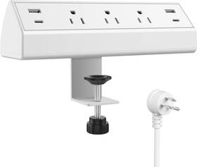 Jgs-02-wh Jgstkcity Desk Clamp Power Strip Usb C 40w Fast 3 Outlets And 4 Ports White