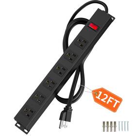 Jiangsiling 755340531669 6 Outlet Metal Power Strip Wall Mount Heavy Duty Aluminum Alloy Black