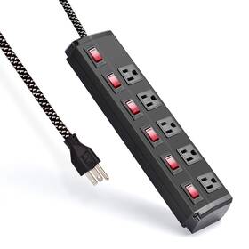 Jiangsiling 788409137311 Power Strip 5 Outlet With Individual Switches 300 Joule Surge Protector Bra
