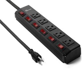 Pdu-us606 Jiangsiling Power Strip Surge Protector 5 Outlets Metal Heavy Duty Extension Cord 6 Black