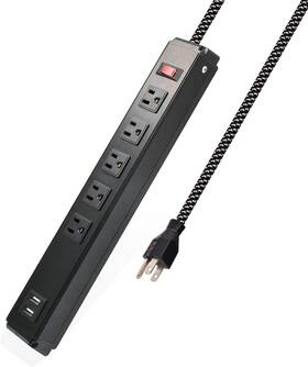 Xj-pdu-us501b Jiangsiling Power Strip Surge Protector With Usb 6ft Extension Cord 5 Outlet Plug
