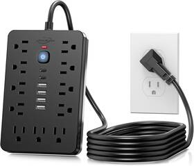 Jouleloom 744759318664 6 Ft Flat Plug Surge Protector Power Strip 11 Multiple Ac Outlets With Usb