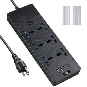 Jumpso 790885649066 Universal Power Strip 6ft Extension Cord With Multiple Outlets 110-240v 30