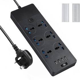 Jumpso 798623238213 Universal Power Strip With Uk Plug 6 Ac Outlets And 4 Usb Po