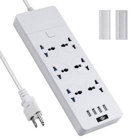 Jps-ps-t12-wh Jumpso 6 Outlet Power Strip With 4 Usb Ports 6ft Long Extension Cord Multiple