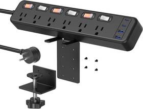 Junnuj 313033029017 Clamp Power Strip Standing Desk With 20w Usb C 2 In 1 Clip Desktop Surge