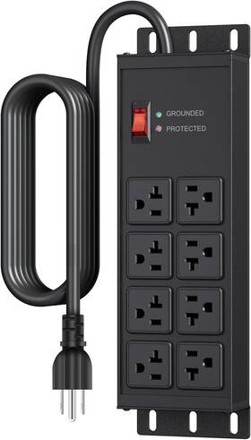 4800j Junnuj 313106739720 Heavy Duty 20 Amp Surge Protector Garage Metal 8 Outlets 12 Gauge