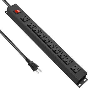 Px213-11 Junnuj 10 Outlet Heavy Duty Power Strip 2700j Surge Protector 6ft Black