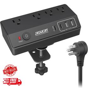 Jxgucat 445041795721 Desk Clamp Power Strip With Pd 20w Usb C Removable Fast Charging Desktop Edg