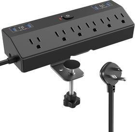Jxgucat 726084326569 Desk Clamp Power Strip With 40w Fast Charging Station Removable Flat Pl