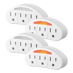 Kps-27 K Kasonic 3-outlet Grounded Adapter Multi Plug Outlet Extender With Guide Light Et