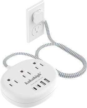 1080j Kakahigh 771-w Small Power Strip Surge Protected - 5 Ft Short Extension 5ft White
