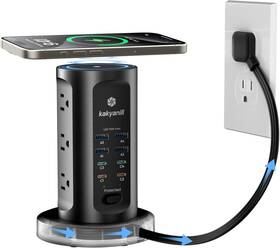 Ts5-bk-6-115w Kakyanill 115w Usb Charging Station Surge Protector Power Strip Total Black