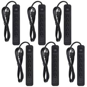 Wae-kanayu-2343 Kanayu 6 Pieces Power Strip Surge Protector With 5 Ac Outlets And 3 Usb Ports