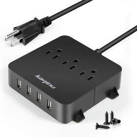 Kaqinu 725732885328 Power Strip With Usb - Wall Mountable 4 Ports And 3 Outlet