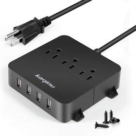 Kaqinu 726084548503 Power Strip With Usb - Wall Mountable 4 Ports And 3 Outlets