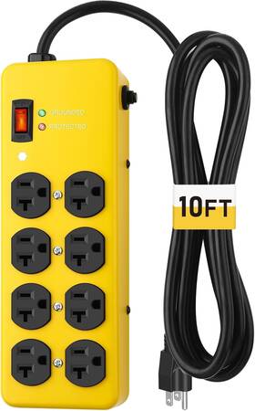 Keben 313021978945 Heavy Duty Power Strip 20amp Metal With Surge Protection 12 Gauge 10