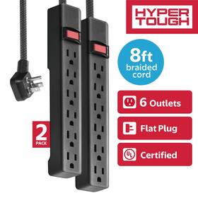 10630lbfp Kingtec Vietnam Hyper Tough 6-outlet Indoor Power Strip 8 Ft Braided Extension Cord Etl Certif